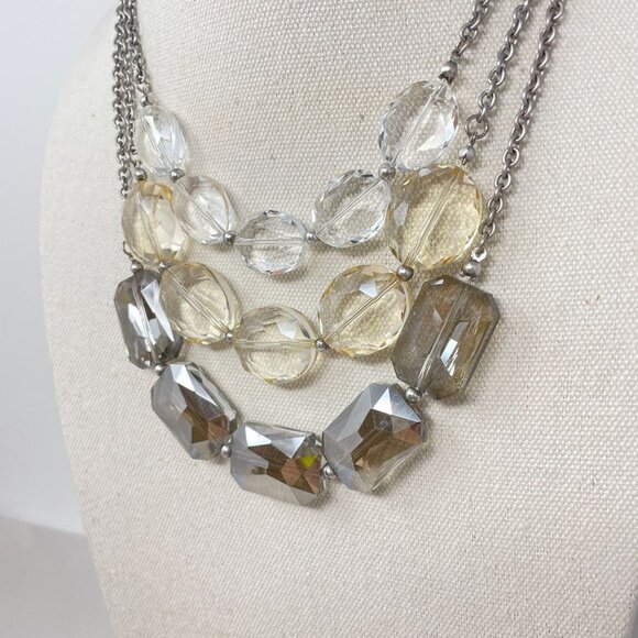 Premier Designs Swanky Necklace Faceted Glass Multistrand Statement Y2K - Picture 4 of 13